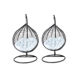 Sillas colgantes de jardín - negro (asiento gris) - conjunto 1+1 Sillas colgantes de jardín - negro (asiento gris) - conjunto 1+1
