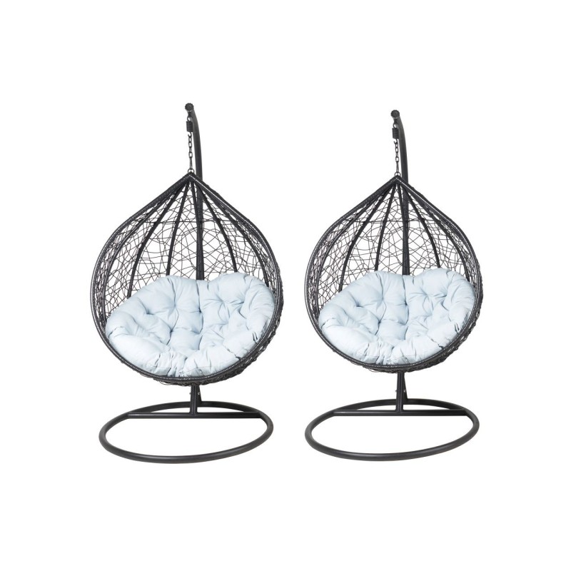 Hanging garden chairs - black (gray seat) - set 1+1 Hanging garden chairs - black (gray seat) - set 1+1
