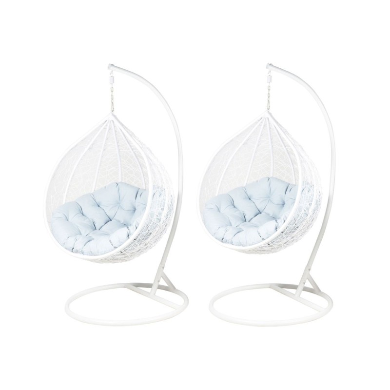 Hanging garden chairs - white (grey seat) - set 1+1 Hanging garden chairs - white (grey seat) - set 1+1