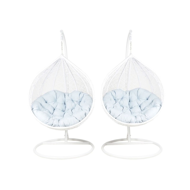 Sillas colgantes de jardín - blanco (asiento gris) - conjunto 1+1 Sillas colgantes de jardín - blanco (asiento gris) - conjunto 1+1