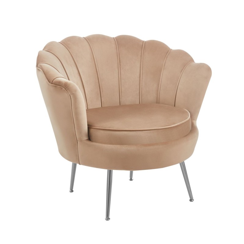 Sillón de terciopelo (cappuccino) / patas plateadas / Sillón de terciopelo (cappuccino) / patas plateadas /