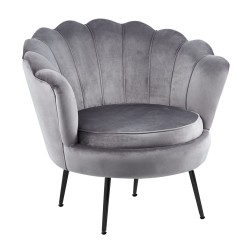 Sillón de terciopelo (gris) / patas negras /