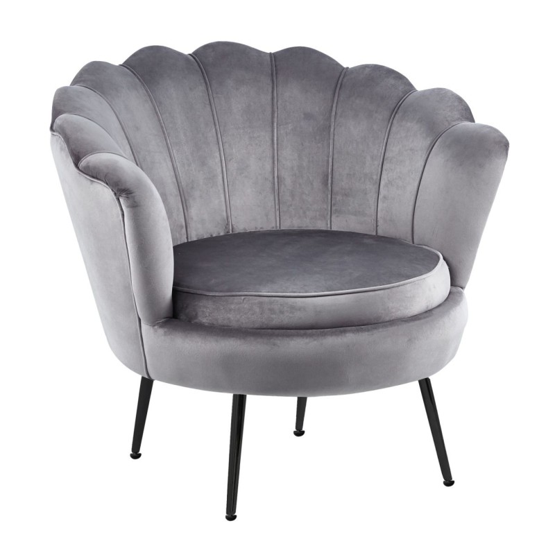 Sillón de terciopelo (gris) / patas negras / Sillón de terciopelo (gris) / patas negras /