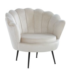 Sillón de terciopelo (beige) / patas negras /