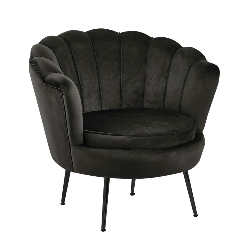 Sillón de terciopelo (negro) / patas negras / Sillón de terciopelo (negro) / patas negras /