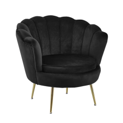 Sillón de terciopelo (negro) /piernas doradas/