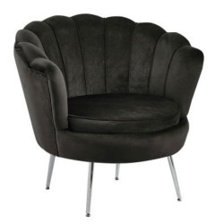 Sillón de terciopelo (negro) / patas plateadas /