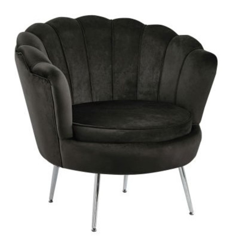 Sillón de terciopelo (negro) / patas plateadas / Sillón de terciopelo (negro) / patas plateadas /
