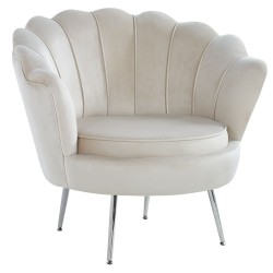 Sillón de terciopelo (beige) / patas plateadas /