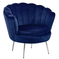 Sillón de terciopelo (azul) / patas plateadas /