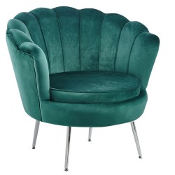 Sillón de terciopelo (verde) / patas plateadas /