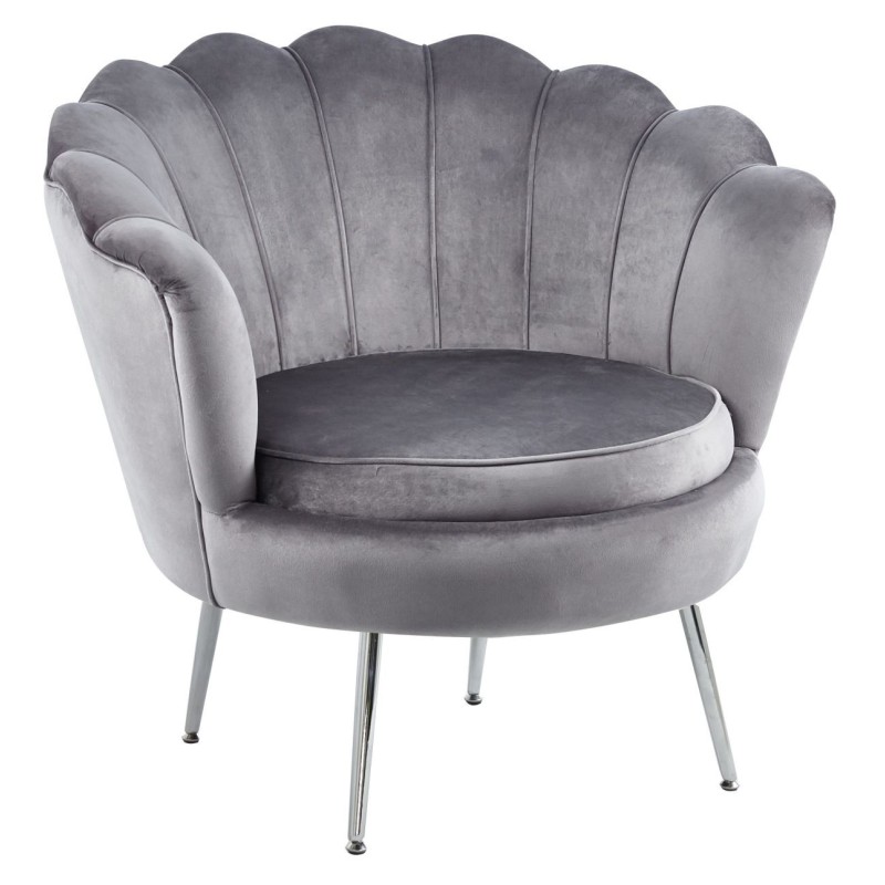 Sillón de terciopelo (gris) / patas plateadas / Sillón de terciopelo (gris) / patas plateadas /