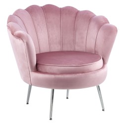 Sillón de terciopelo (rosa) /patas plateadas/