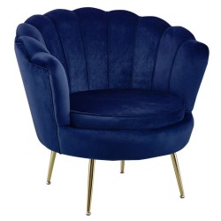 Sillón de terciopelo (azul) / patas doradas /