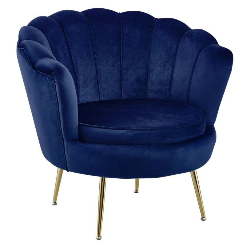 Sillón de terciopelo (azul) / patas doradas / Sillón de terciopelo (azul) / patas doradas /