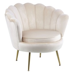 Sillón de terciopelo (beige) / patas doradas /