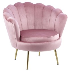 Sillón de terciopelo (rosa) / patas doradas /