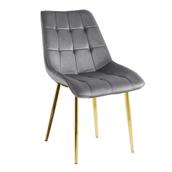 Silla de terciopelo (gris) / patas doradas