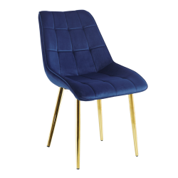 Velvet chair (blue) / gold legs