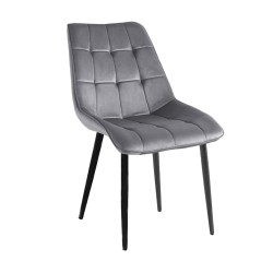 Silla de terciopelo (gris) / patas negras