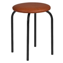 Taboret (jasny brąz) - czarny stelaż