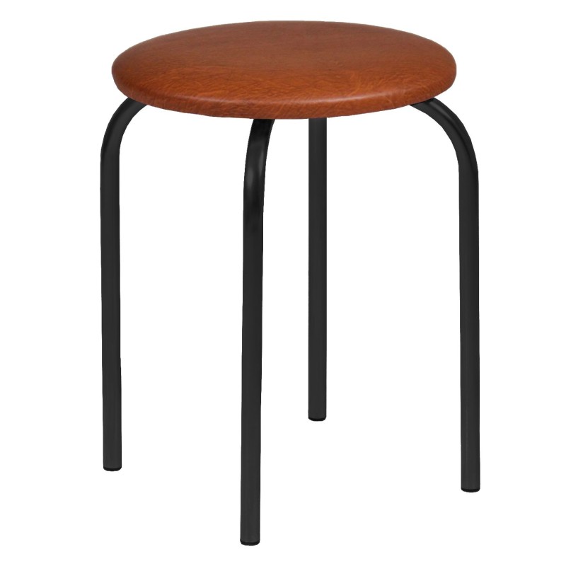 Taboret (jasny brąz) - czarny stelaż Taboret (jasny brąz) - czarny stelaż