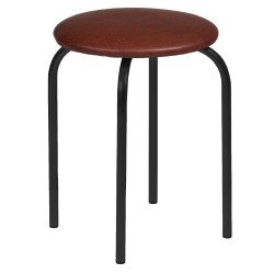 Taboret (ciemny brąz) - czarny stelaż