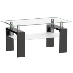 Coffee table (black, transparent top)