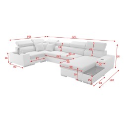 Narożnik w kształcie U Napoli IV Maxi z funkcją spania oraz otwieranym barkiem Tkanina Amor Velvet 4311 + Ecoskóra Narożnik w kształcie U Napoli IV Maxi z funkcją spania oraz otwieranym barkiem Tkanina Amor Velvet 4311 + Ecoskóra