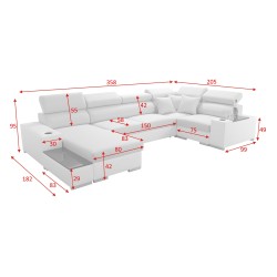 Narożnik w kształcie U Napoli IV Maxi z funkcją spania oraz otwieranym barkiem Tkanina Amor Velvet 4302 + Ecoskóra Narożnik w kształcie U Napoli IV Maxi z funkcją spania oraz otwieranym barkiem Tkanina Amor Velvet 4302 + Ecoskóra