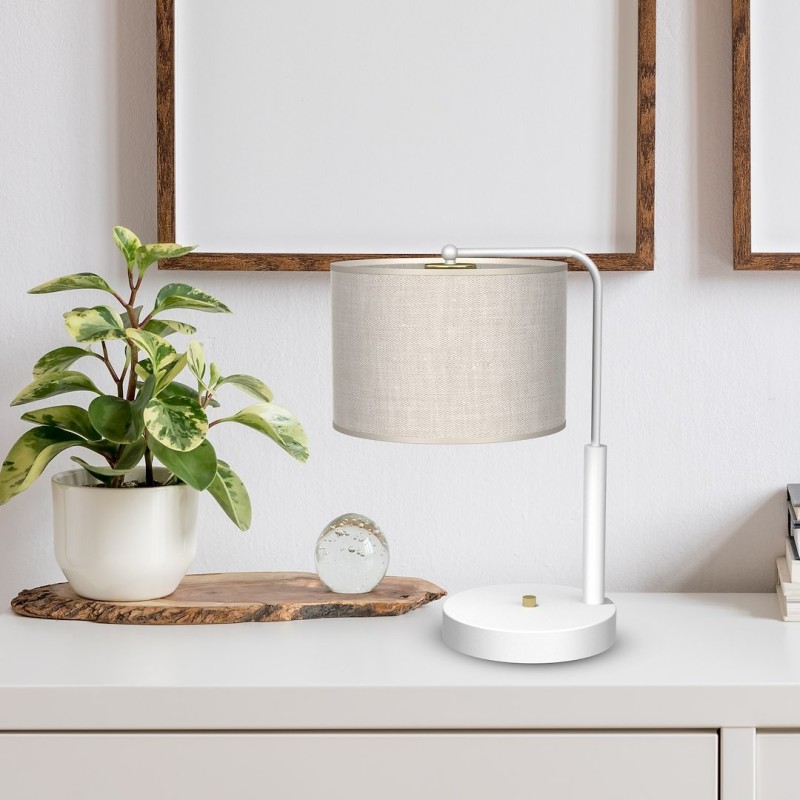 LINO Desk Lamp WHITE / LINEN 1xE27 LINO Desk Lamp WHITE / LINEN 1xE27