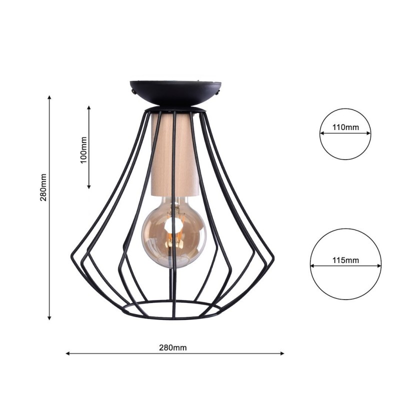 Lampa sufitowa WILL BLACK 1xE27 Lampa sufitowa WILL BLACK 1xE27
