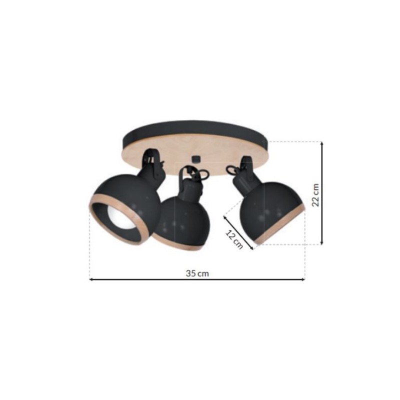 Lampa sufitowa OVAL BLACK 3xE27 Lampa sufitowa OVAL BLACK 3xE27