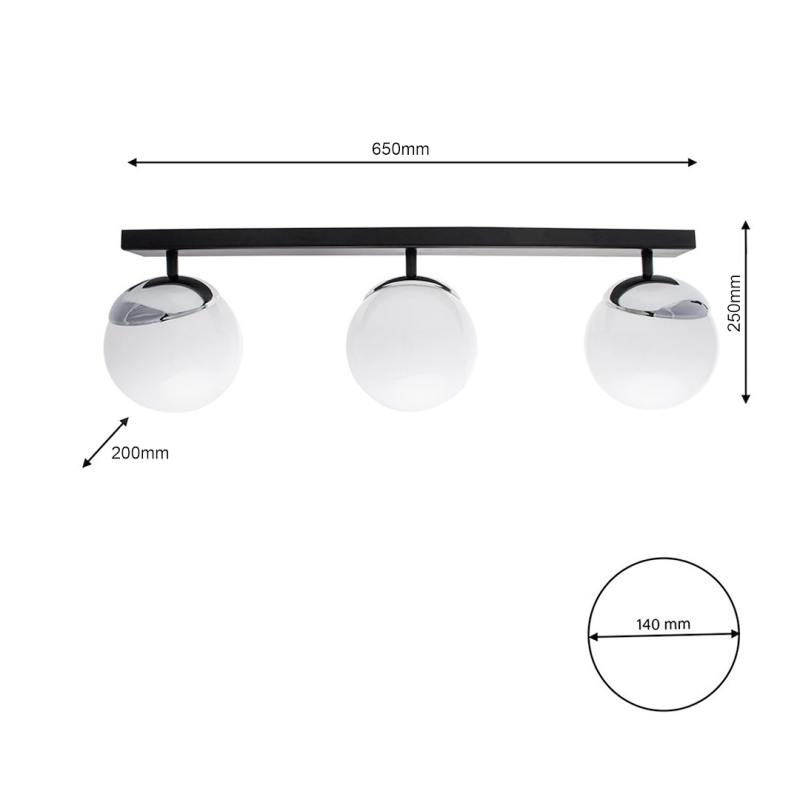 Lampa sufitowa SFERA BLACK/CHROME 3xE14 Lampa sufitowa SFERA BLACK/CHROME 3xE14