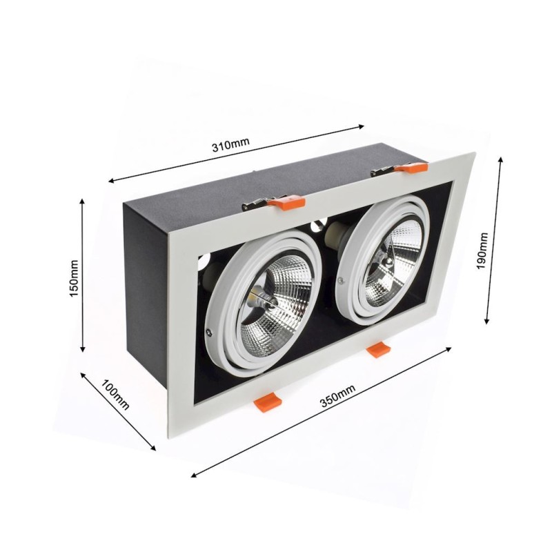 Recessed Fixture Plaza 2xGU10 AR111 White Recessed Fixture Plaza 2xGU10 AR111 White