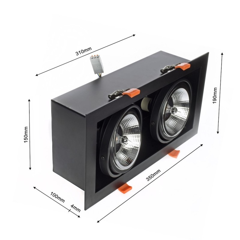 Oprawa Podtynkowa Plaza 2xGU10 AR111 Czarny Oprawa Podtynkowa Plaza 2xGU10 AR111 Czarny