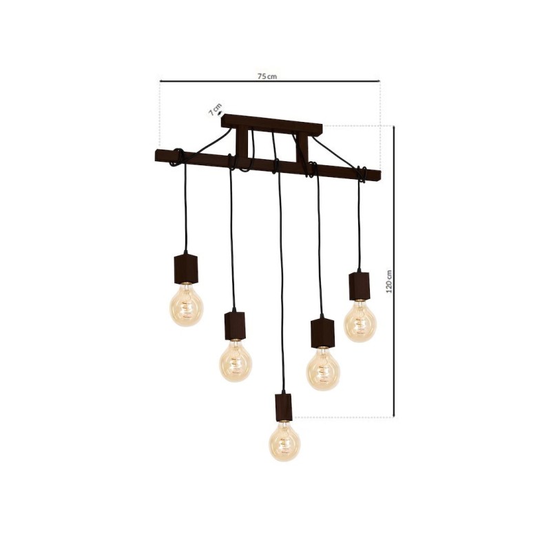 Lampa Wisząca JACK 5xE27 Orzech Lampa Wisząca JACK 5xE27 Orzech
