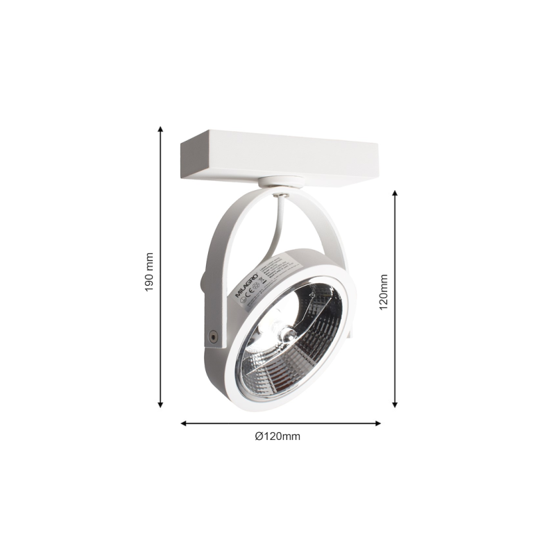 Lugar White Surface-Mounted Fixture 1xAR111 GU10 Lugar White Surface-Mounted Fixture 1xAR111 GU10