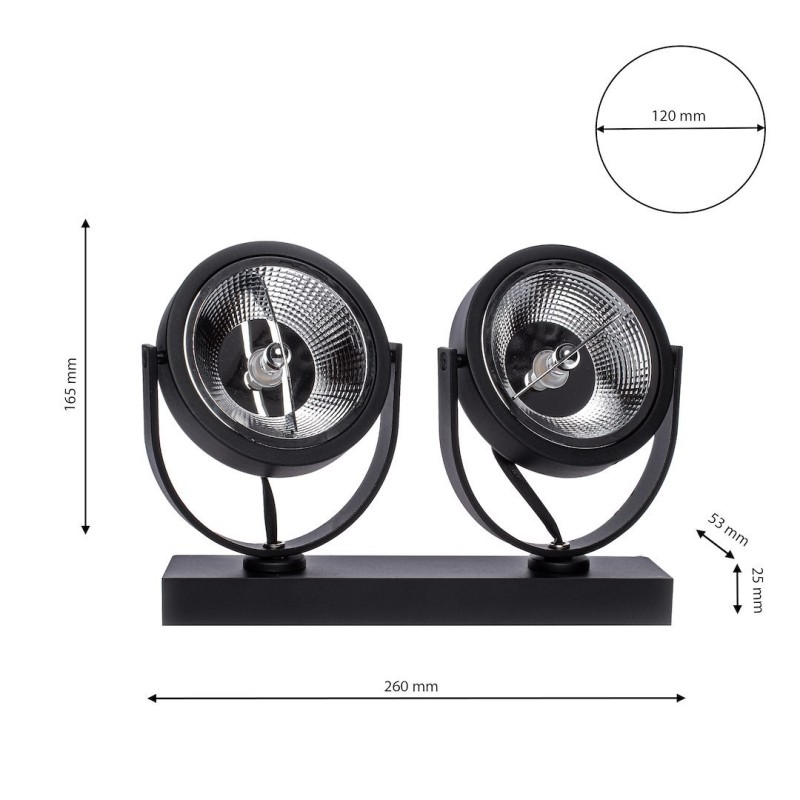 Surface-mounted fixture Lugar Black 2xAR111 GU10 Surface-mounted fixture Lugar Black 2xAR111 GU10