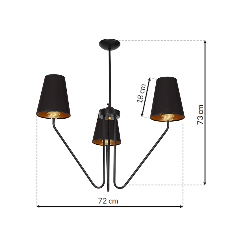 Żyrandol VICTORIA BLACK 3xE27 Żyrandol VICTORIA BLACK 3xE27