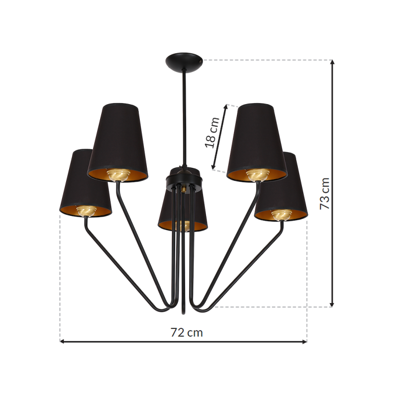 Żyrandol VICTORIA BLACK 5xE27 Żyrandol VICTORIA BLACK 5xE27