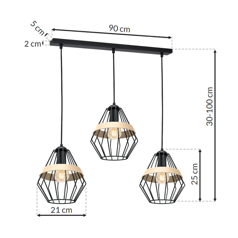 Lampa wisząca CLIFF BLACK 3xE27 Lampa wisząca CLIFF BLACK 3xE27