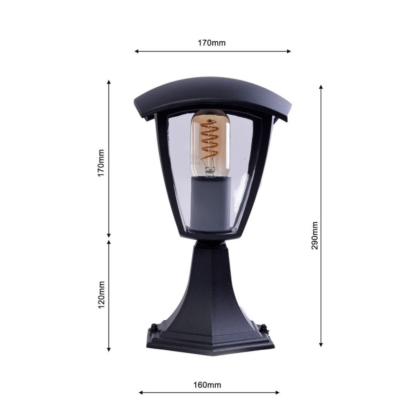 Lampa ogrodowa stojąca FOX BLACK 1xE27 Mała Lampa ogrodowa stojąca FOX BLACK 1xE27 Mała