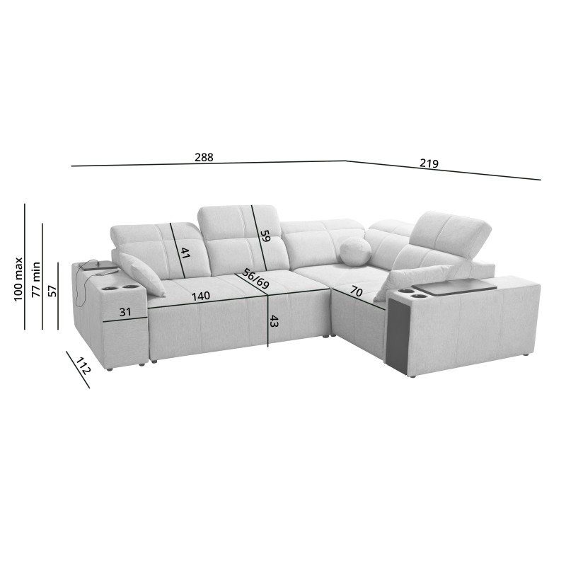 Milano II Corner Sofa with Sleeping Function – Woven Fabric, Verita 54 Verita 09 Milano II Corner Sofa with Sleeping Function – Woven Fabric, Verita 54 Verita 09