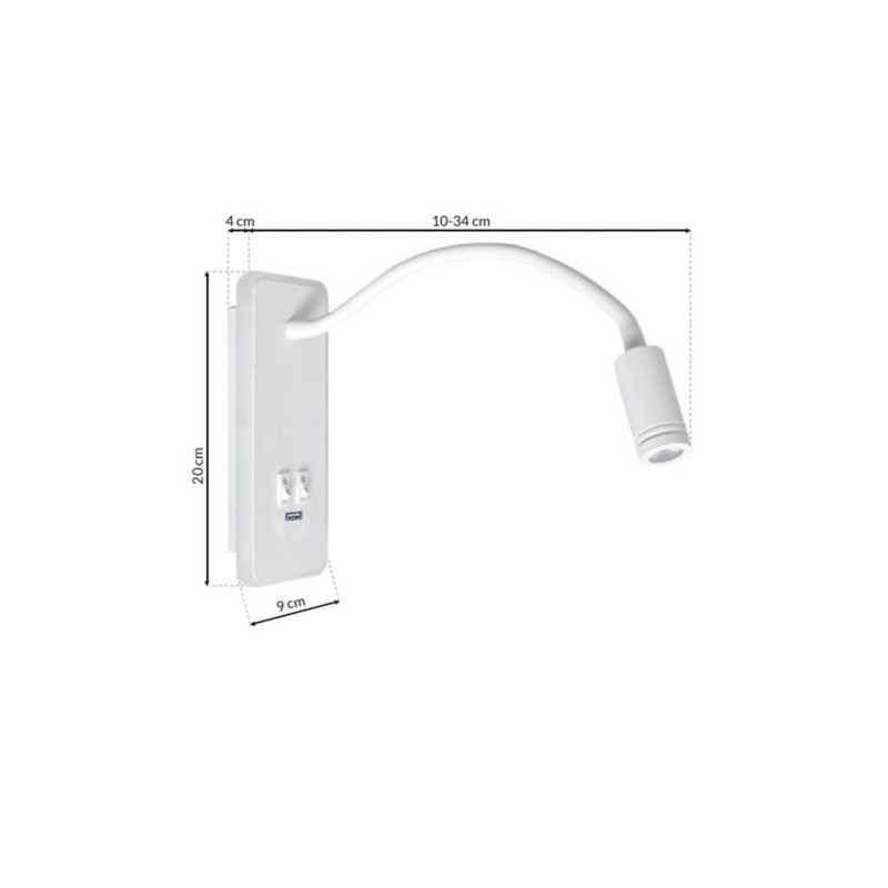 Lampka nocna BASE 8W+2W WHITE Lampka nocna BASE 8W+2W WHITE