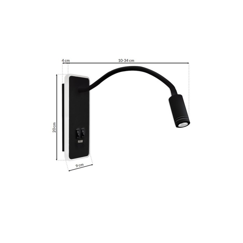 Lampka nocna BASE 8W+2W BLACK Lampka nocna BASE 8W+2W BLACK