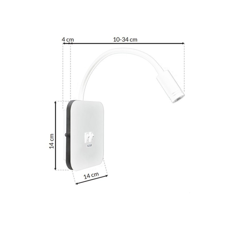 Lampka nocna BASE 8W+2W WHITE Lampka nocna BASE 8W+2W WHITE