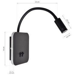 BASE 8W+2W BLACK night lamp BASE 8W+2W BLACK night lamp