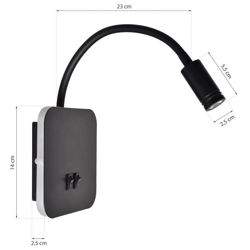 Lampka nocna BASE 8W+2W BLACK Lampka nocna BASE 8W+2W BLACK