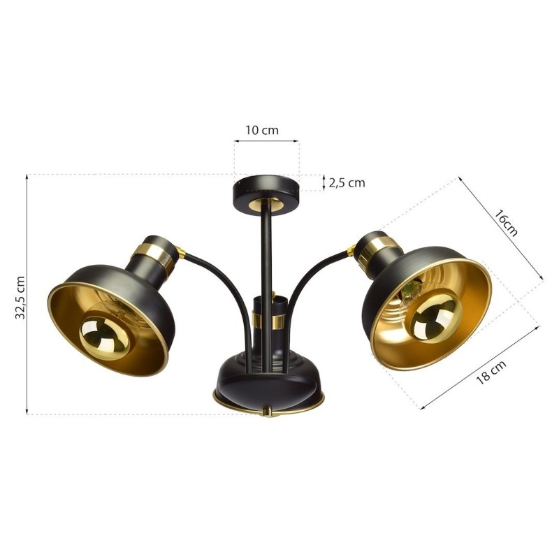 Lampa sufitowa MARGO BLACK/GOLD 3xE27 Lampa sufitowa MARGO BLACK/GOLD 3xE27